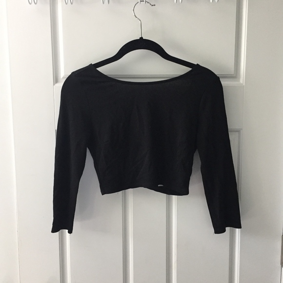 Open Back Black Crop Top - Picture 2 of 2